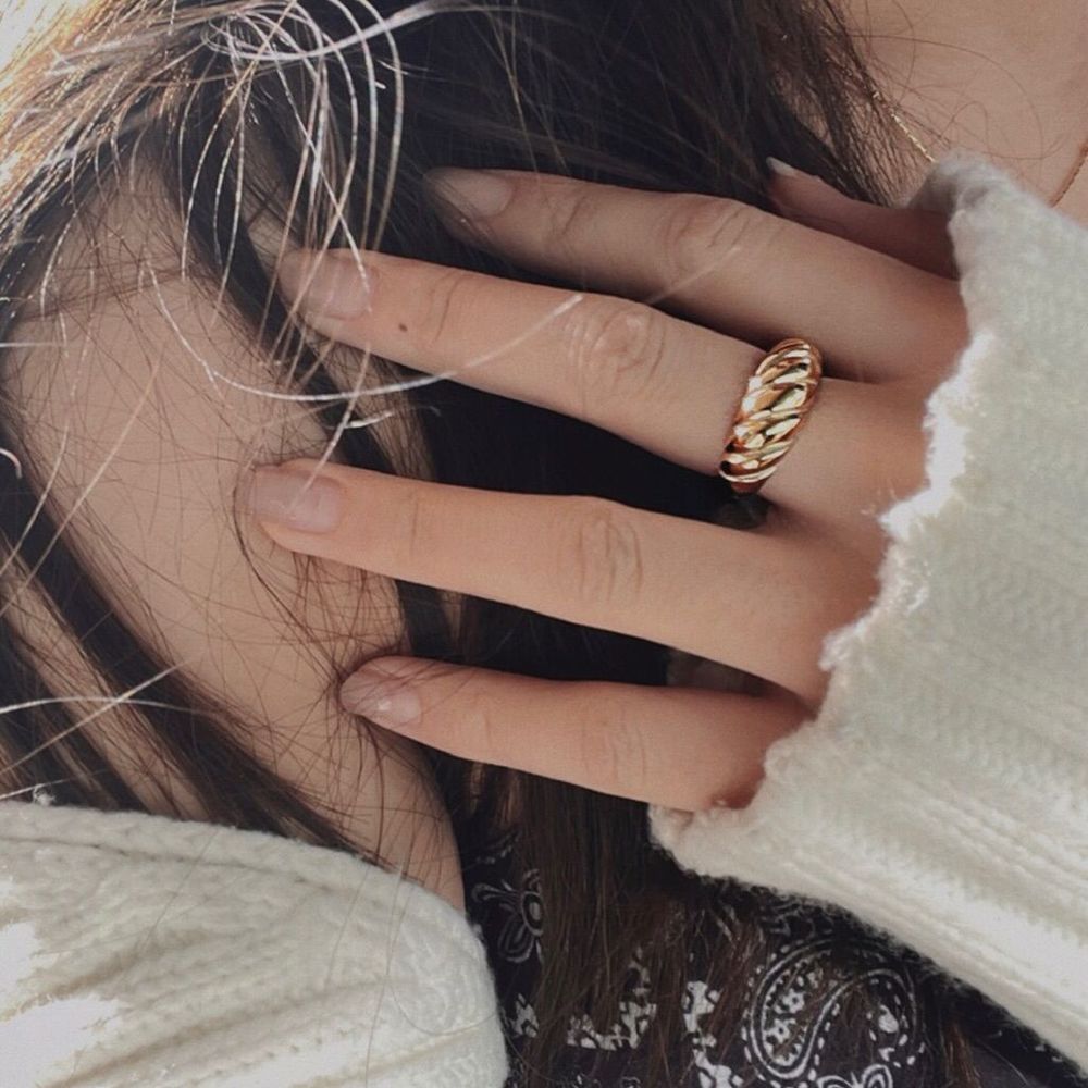 18K Gold Plated Croissant Statement Ring Chunky Band - Picture 5 of 7